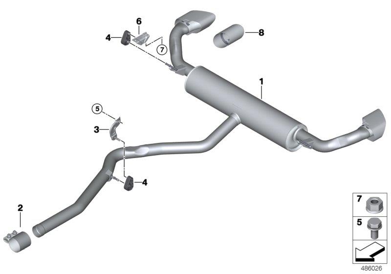Diagram Exhaust system, rear for your 2017 BMW 535iX   
