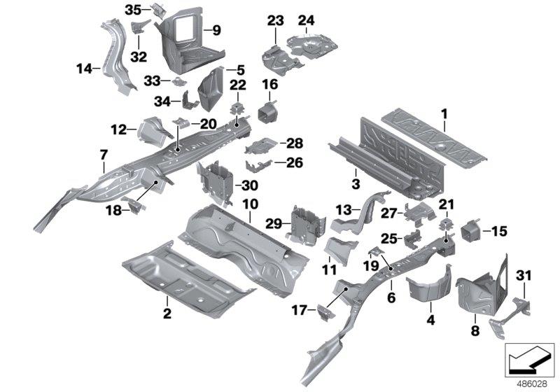 Diagram Mounting parts for trunk floor panel for your 2020 BMW 640iX   