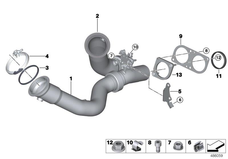 Diagram Exhaust pipe near engine for your BMW