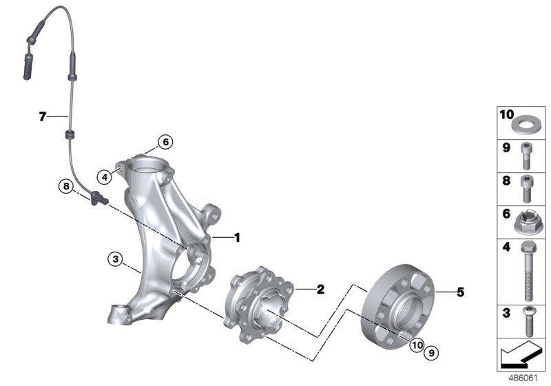 Diagram Carrier / wheel bearing, front for your BMW