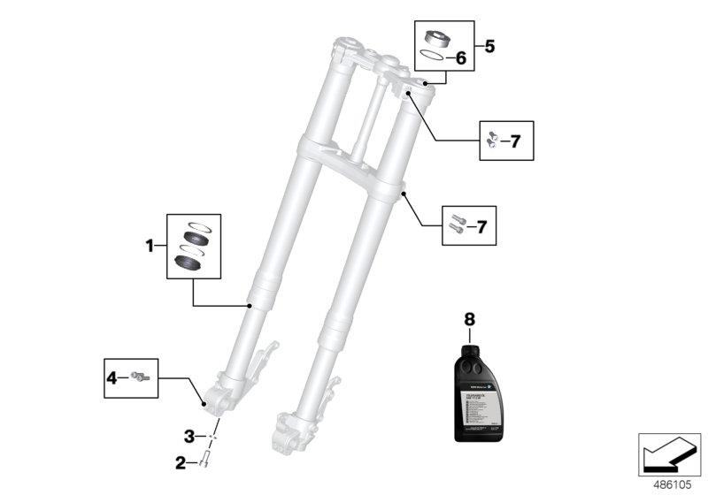 Diagram Service of telescopic forks for your BMW R1200R  