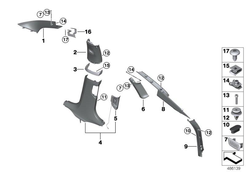 Diagram Trim panel A- / B- / C- / D-Column for your BMW