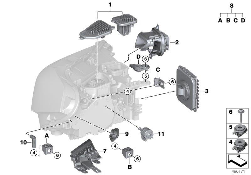 Diagram Single parts, headlight LED for your BMW