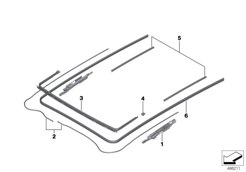 Diagram Panorama roof mounting parts for your BMW