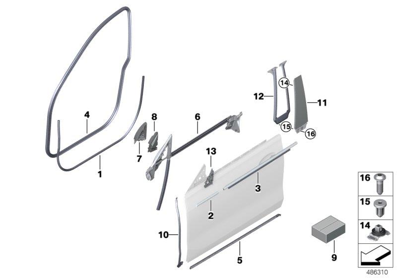 Diagram Trim and seals for door, front for your BMW