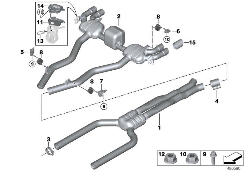 Diagram Exhaust system, rear for your 2018 BMW 330i   