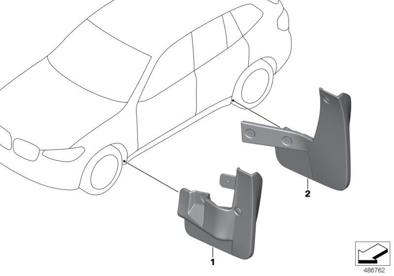 Diagram Mud flaps for your 2007 BMW X3   