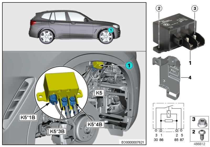 Diagram Relay, electric fan motor 850W K5 for your 2022 BMW Alpina XB7   