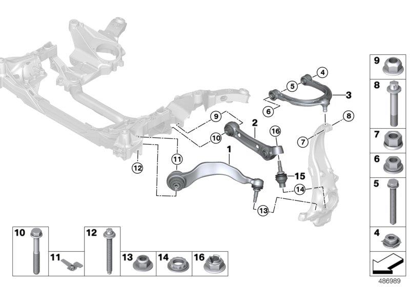 Diagram Front axle wishbone / tension strut AWD for your BMW X2  