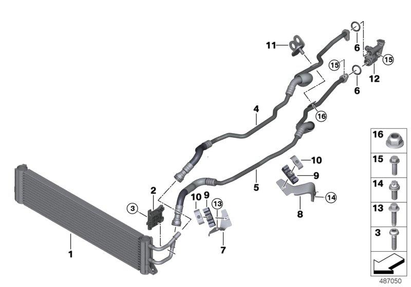 Diagram Transmission oil cooler/oil cooler line for your 2016 BMW 535i   