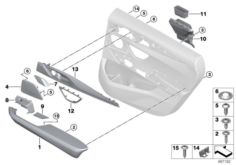 Diagram Mounting parts, door trim, rear for your 2007 BMW M6   