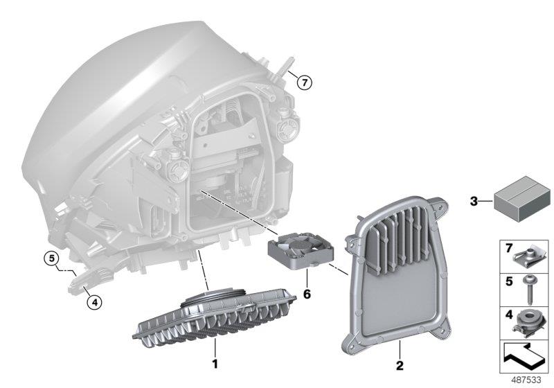 Diagram Single parts, headlight LED for your MINI