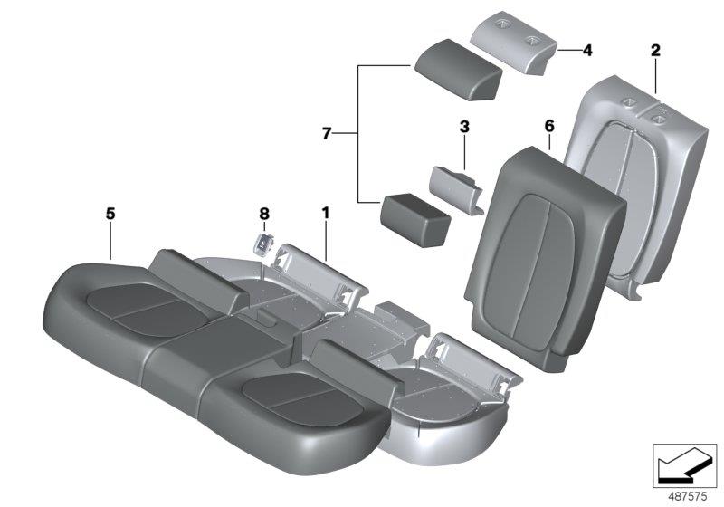 Diagram Seat, rear, upholstery and cover for your 2015 BMW M6   