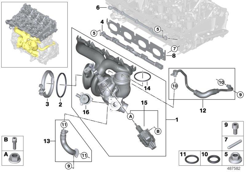 Diagram Exhaust turbocharger with lubrication for your 2021 BMW X1   