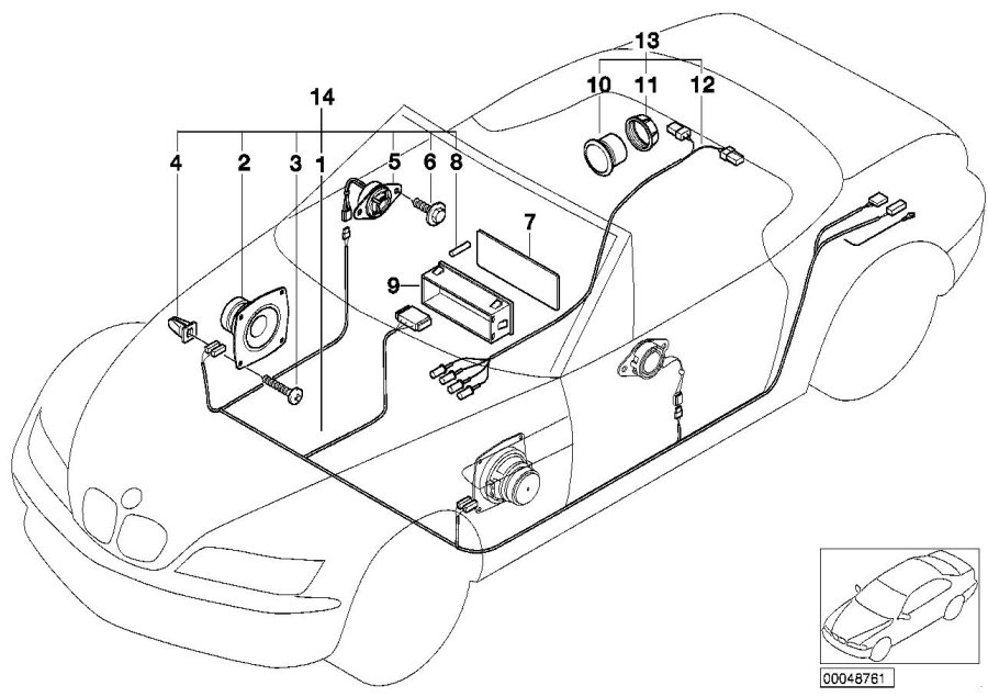 Diagram Retrofit kit, stereo system for your 1998 BMW Z3   