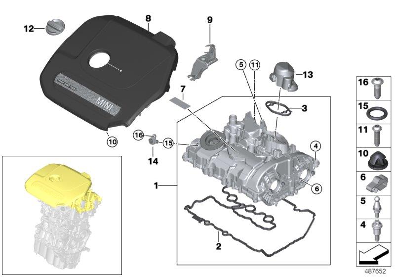 Diagram Cylinder head cover/Mounting parts for your MINI