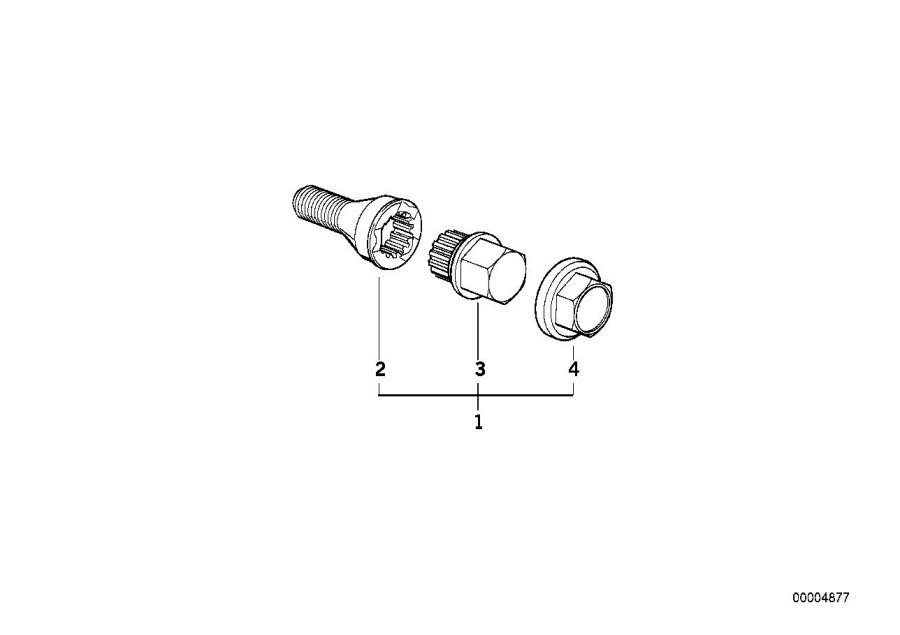 Diagram WHEEL BOLT LOCK WITH ADAPTOR for your 1997 BMW 328i   