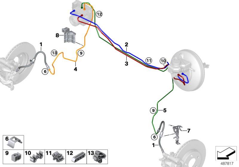 Diagram Brake pipe, front for your MINI