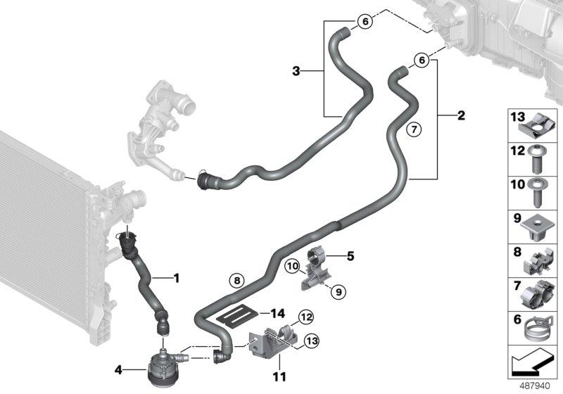 Diagram Cooling water hoses for your 2007 BMW M6   