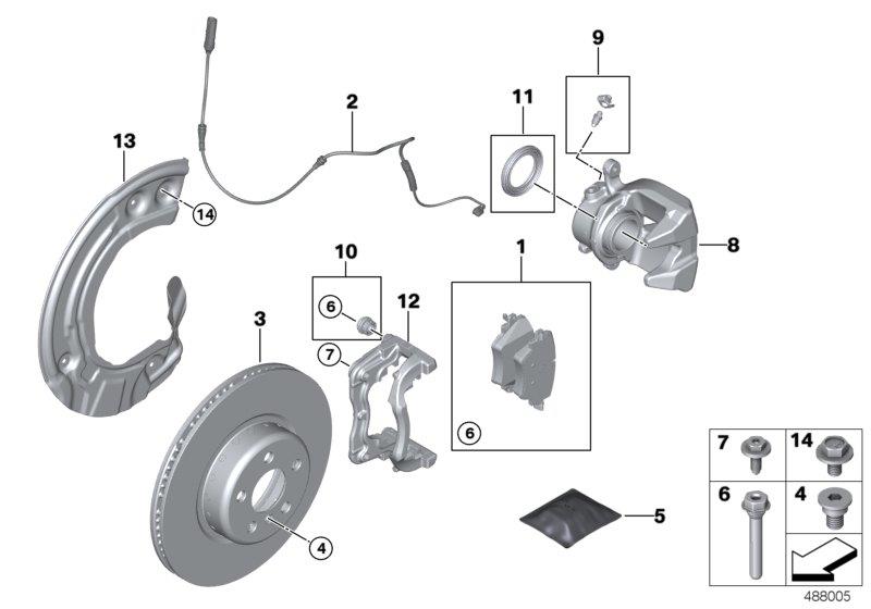 Diagram Front wheel brake for your BMW 330iX  