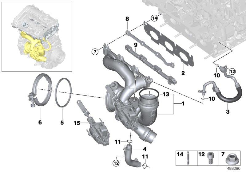 Diagram Exhaust turbocharger with lubrication for your MINI