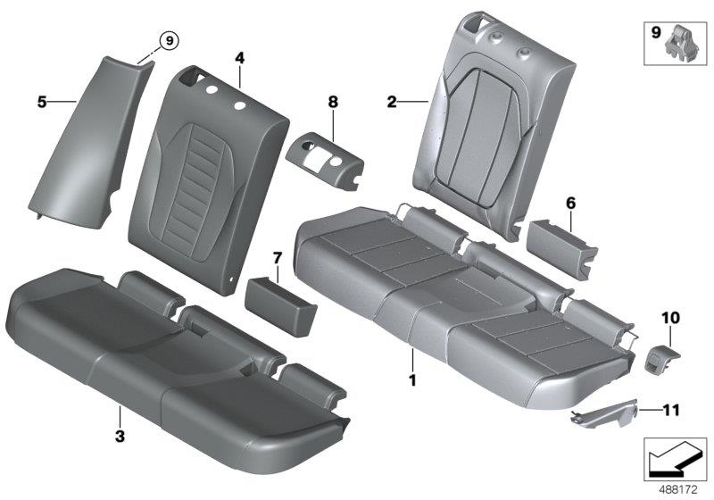 Diagram Seat rear, upholstery & cover base seat for your BMW