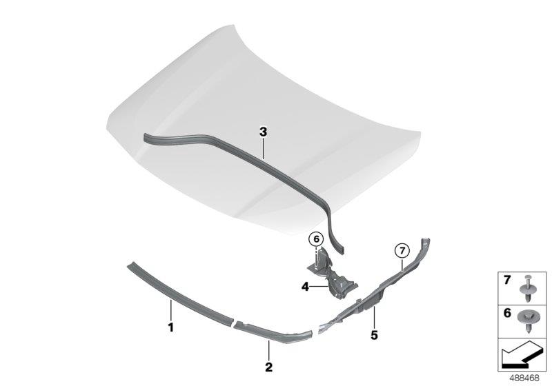Diagram Hood seals for your 2018 BMW X2  28i 