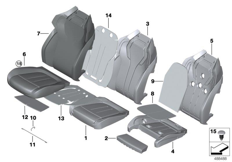 Diagram Seat, front, upholstery and cover for your 2021 BMW M5   