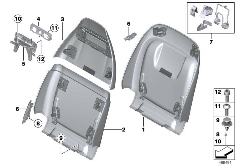 Diagram Seat, front, backrest trim covers for your 2006 BMW M6   