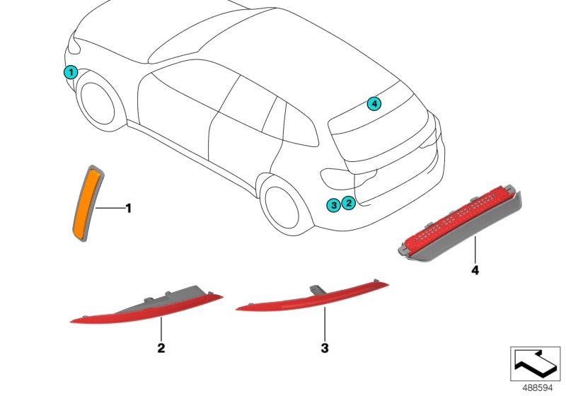 Diagram Cntr. high-mount stop light / reflector for your BMW X4  