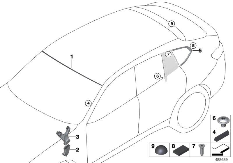 Diagram Window mounting parts for your BMW