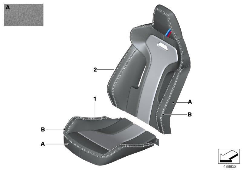 Diagram Individual sports seat cover, front for your BMW