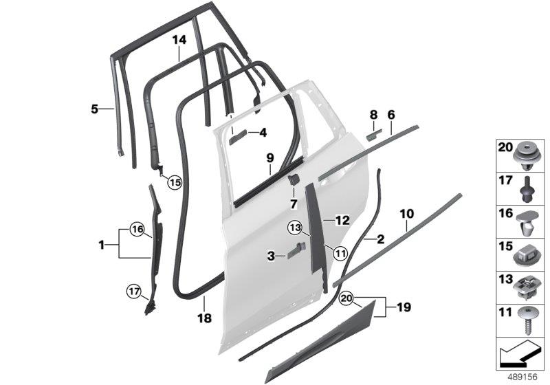 Diagram Trim and seals for door, rear for your 2017 BMW M4 GTS   