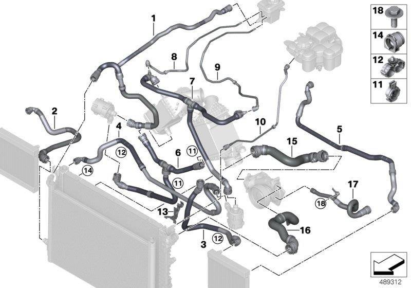 Diagram Cooling system coolant hoses for your 2017 BMW M6   