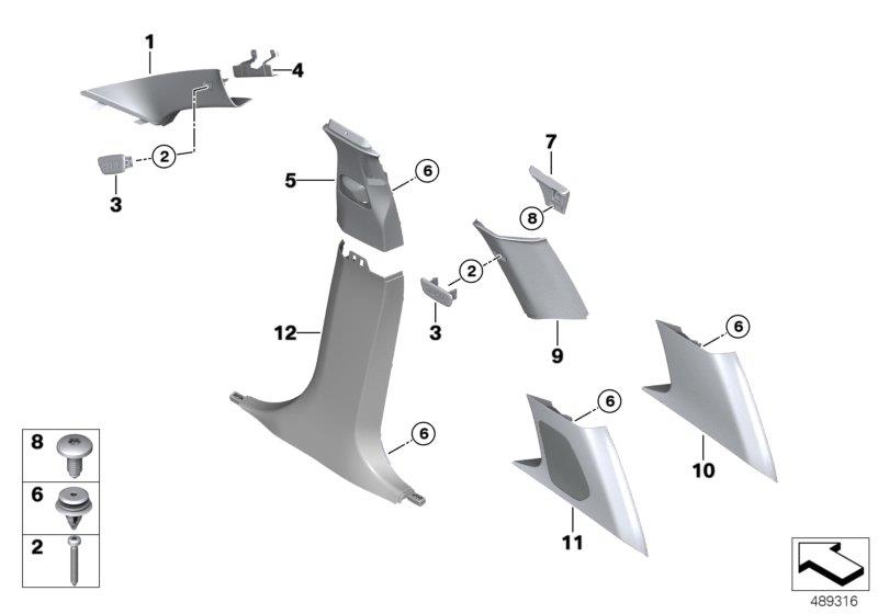 Diagram Trim panel A- / B- / C- / D-Column for your BMW