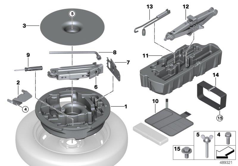 Diagram Jack/compact spare wheel attachment for your MINI John Cooper Works  