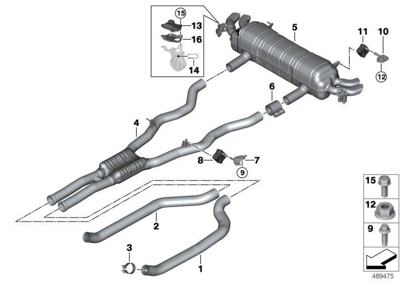 Diagram Exhaust system, rear for your 2009 BMW M5   