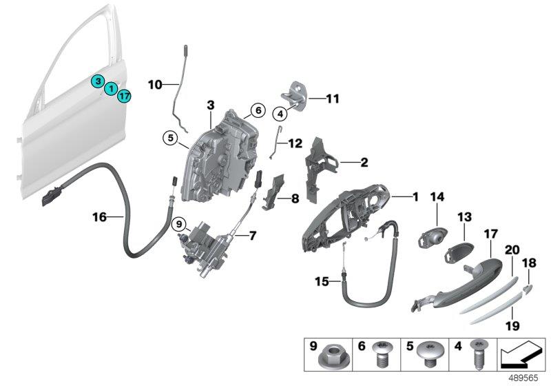 Diagram Locking system, door, front for your BMW