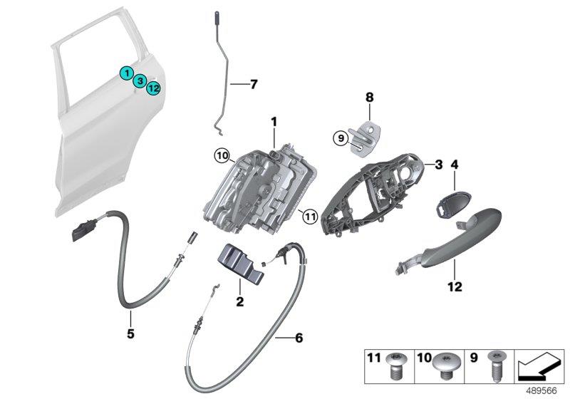 Diagram Closing system, door, rear for your BMW