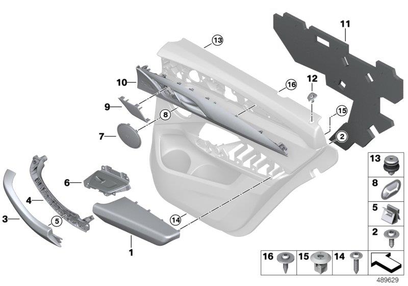Diagram Mounting parts, door trim, rear for your BMW
