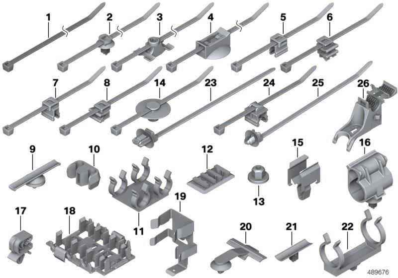 Diagram Various cable holders for your 2007 MINI Hardtop   