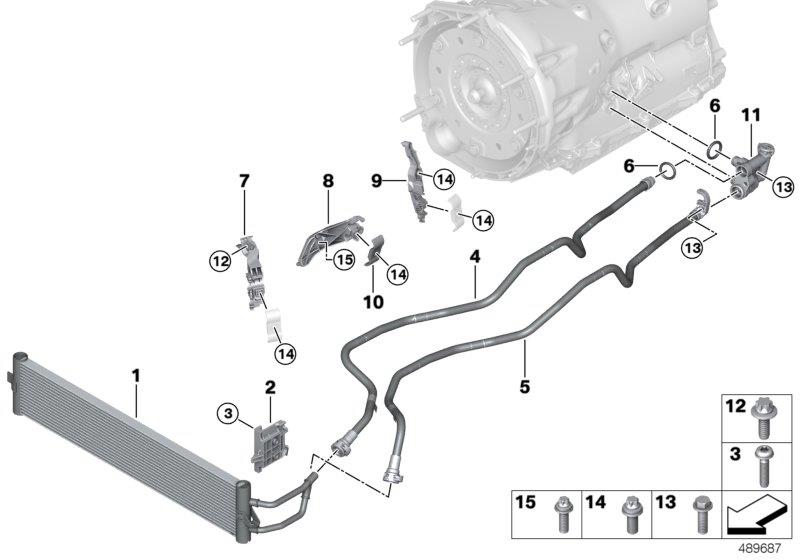 Diagram Transmission oil cooler/oil cooler line for your BMW