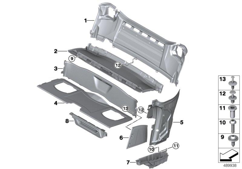 Diagram Trim panel, bulkhead for your BMW