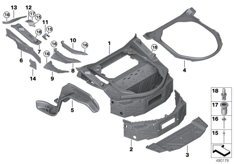 Diagram Mounting parts for trunk floor panel for your BMW M6  