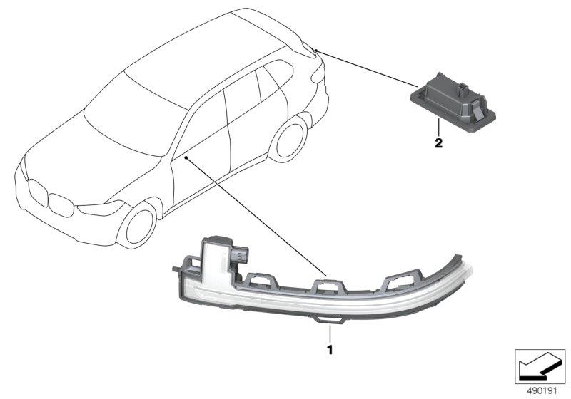 Diagram Auxiliary turn signal lamp/s outer for your BMW X5  