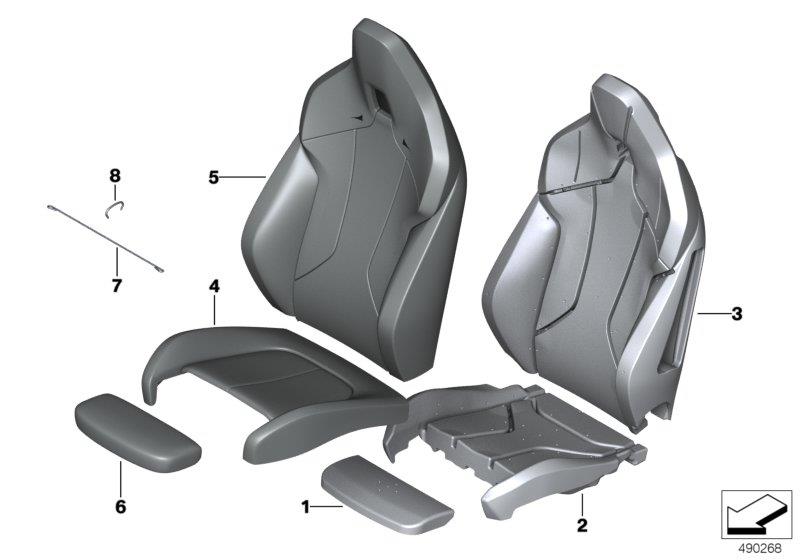 Diagram Seat, front, uphlstry, cover, Sport seat for your 2009 BMW M6   