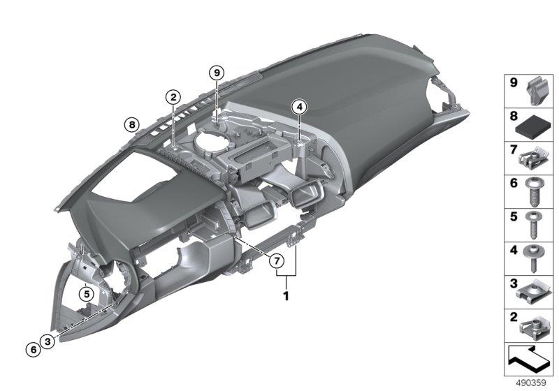 Diagram Trim panel dashboard for your BMW