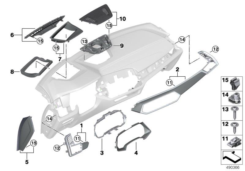 Diagram Mounting parts, I-panel, top for your 2002 BMW 530i   