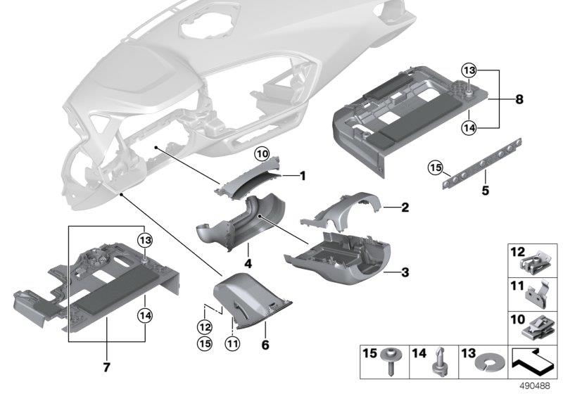 Diagram Mounting parts, I-panel, bottom for your BMW