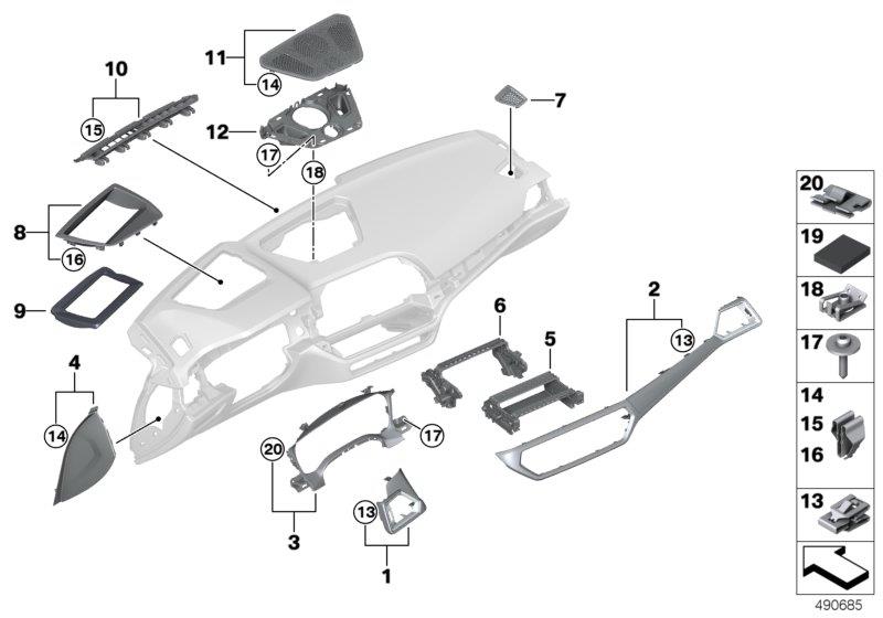 Diagram Mounting parts, I-panel, top for your 1988 BMW M6   